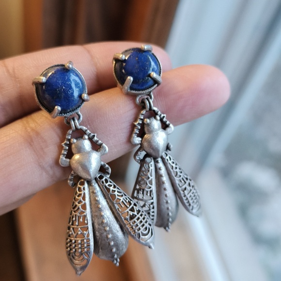 Lapis Lazuli Intricate Bug Earrings 🦗🪲🐞🐛 - Picture 3 of 6